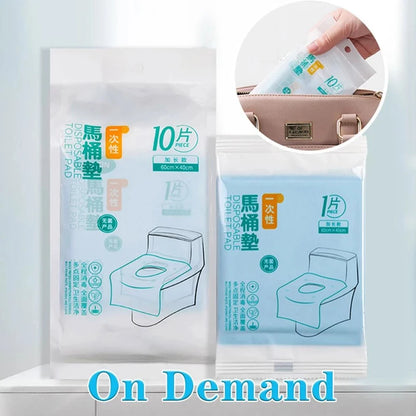 10PC Disposable Paper Toilet Seat Covers: Biodegradable Camping Bathroom Accessory - Travel Toilet Mat Protector Cushions