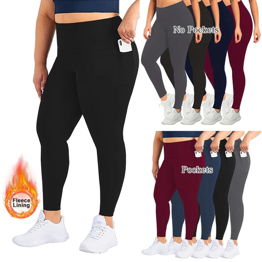 Women’s Winter Plus Velvet Leggings, Seamless Push Up, Plus Size High Waist Fleece Warm Fitness Yoga Pants, Slim Legging Sportswear