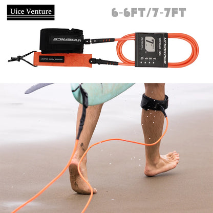 Surfboard Leash 6/7FT - Durable TPU and Stainless Steel SUP Board Rope for Longboard and Inflatable Paddle Board