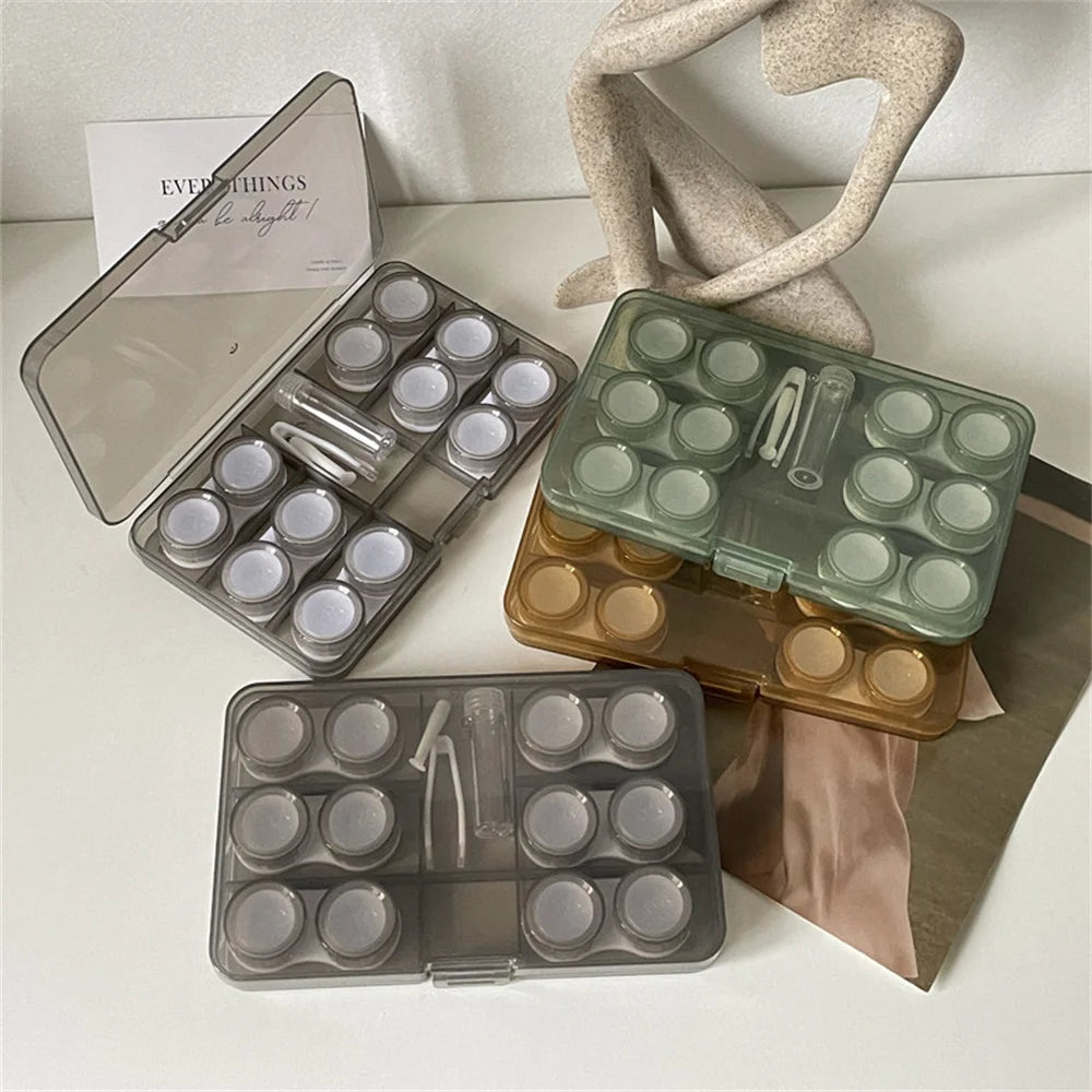 6 Pair Portable Travel Contact Lens Storage Box - Soak Container for Beauty Pupil Lenses - Contact Lens Case