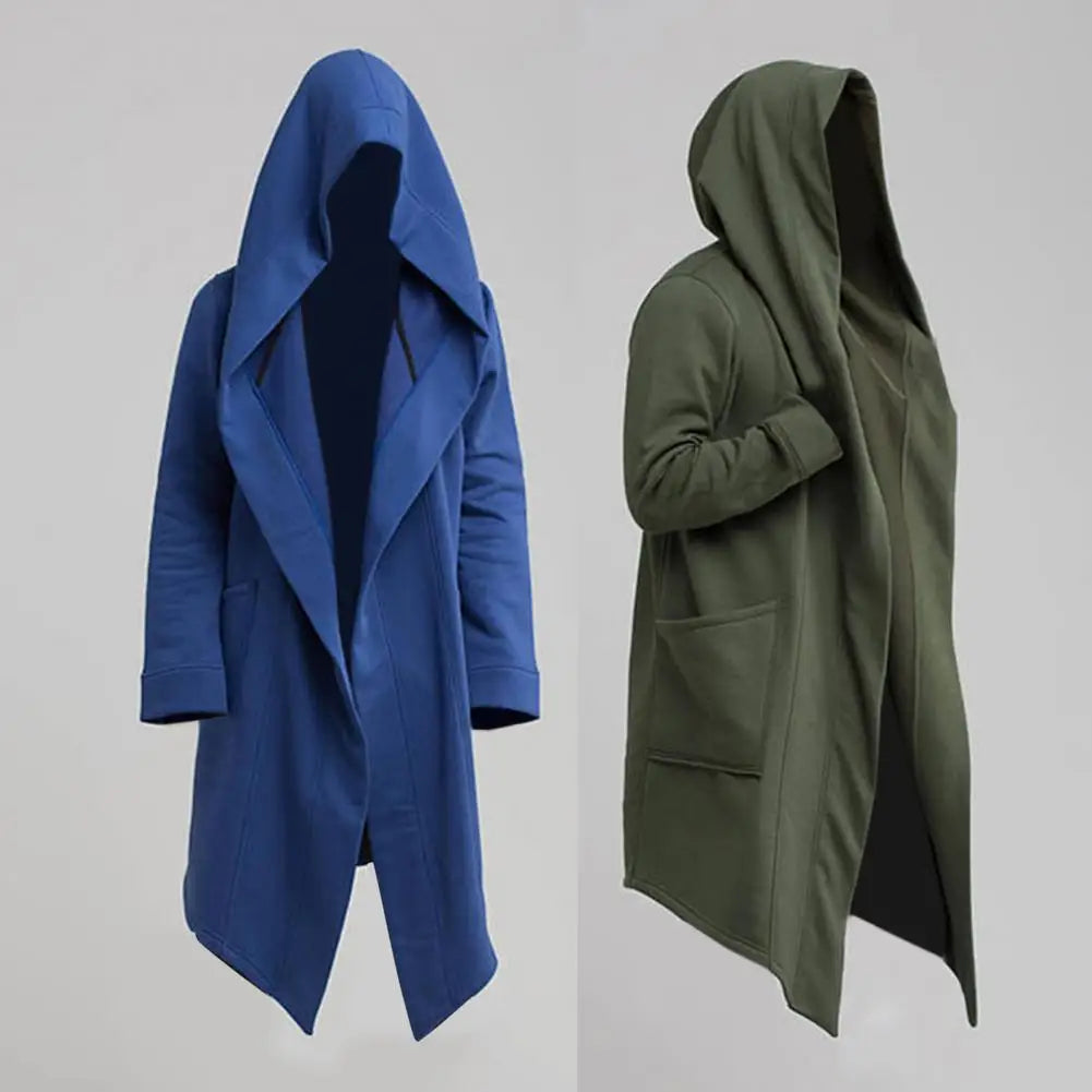 Fashionable Trench Coat for Men - Warm Solid Color Long Sleeve Leisure Jacket