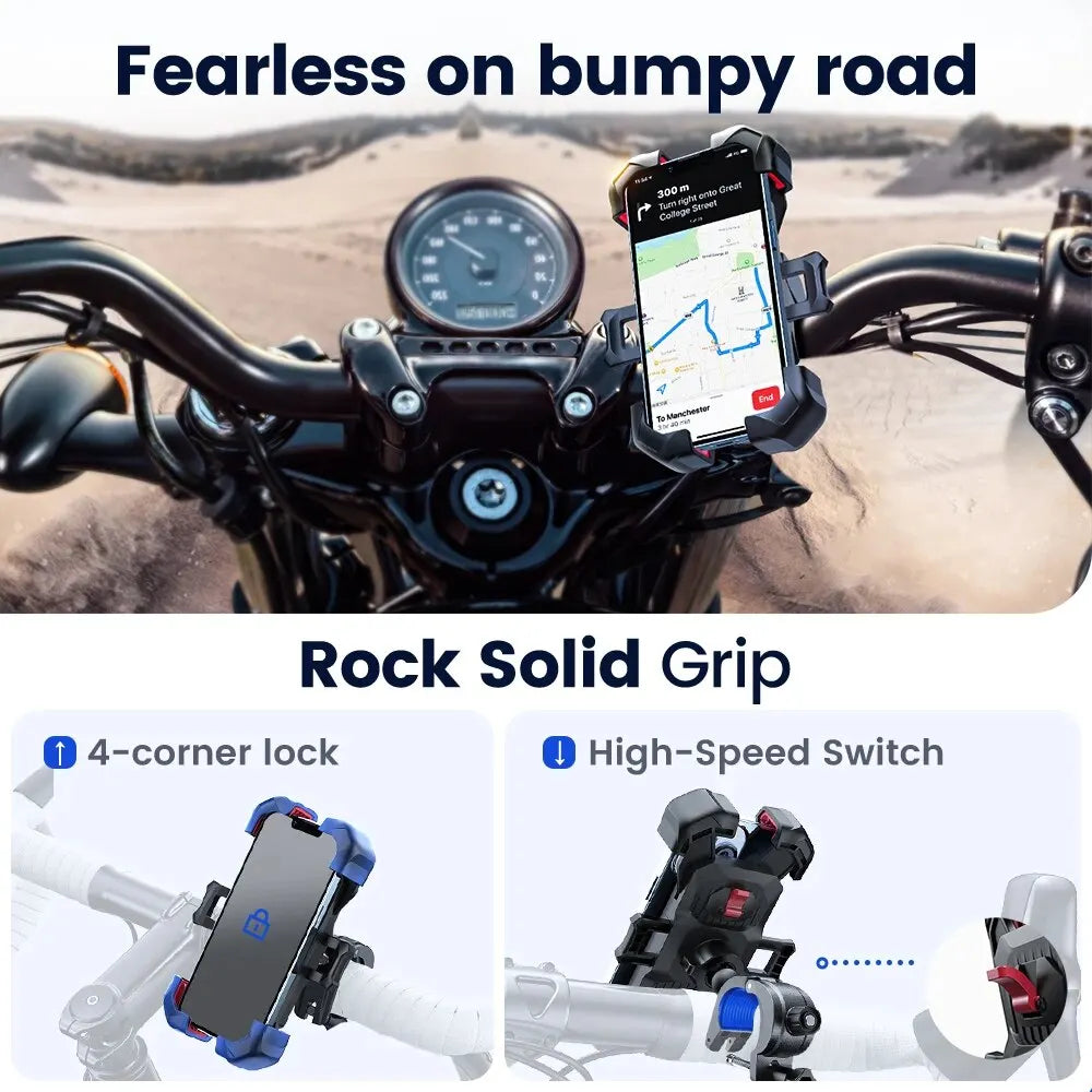 Joyroom Bike Phone Holder: 360° Universal Bicycle Mount for 4.7-7 Inch Phones - Shockproof Bracket, GPS Clip, Mobile Stand