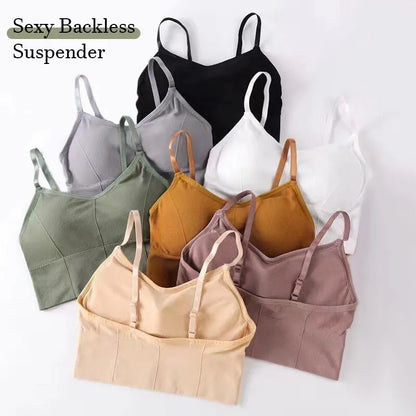 Seamless Backless Sportswear Gym Bra: Adjustable Straps, Inner Padding - Women's Yoga Vest Bralette