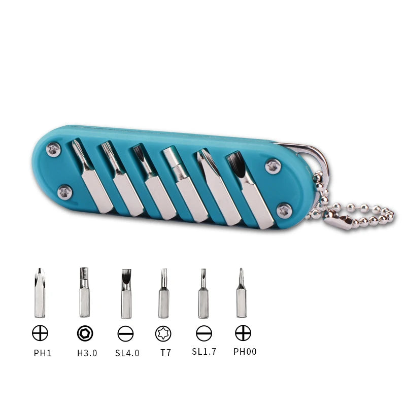 Multifunctional Portable Folding Keychain Knife - Stainless Steel Outdoor Pocket Knife with Screw Combination Tool