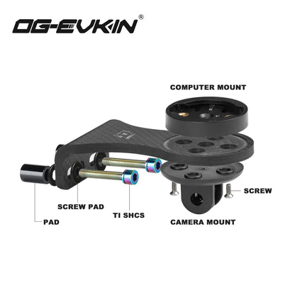 OG-EVKIN CM-02+ Carbon Bike Stem Extension | Computer Mount Code Table Rack for GPS/Bike Computer/Camera/Light | Bicycle Accessories