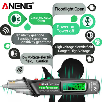 ANENG VC1019 Circuit Breaker Finder - Voice Broadcast, Infrared Sensor Positioning, Voltage Tester and Electric Wire Detector