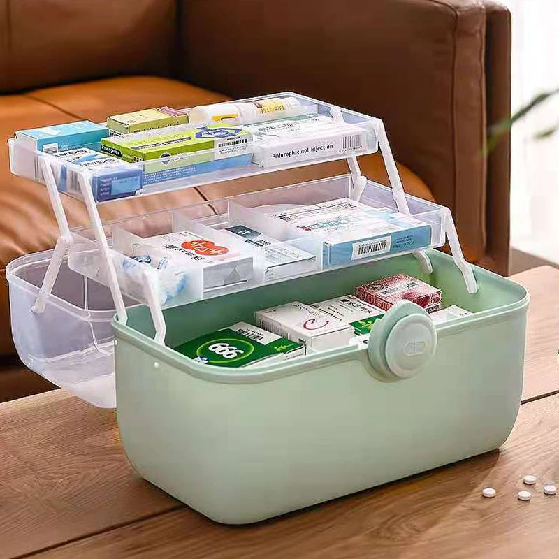 Large Capacity Family Medicine Organizer Box: Portable First Aid Kit Storage - Plastic Organizing Solution for Home