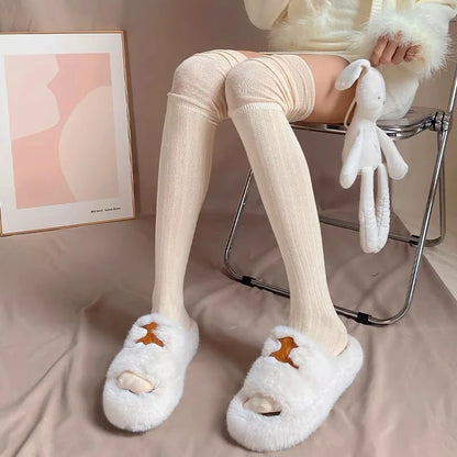 Thigh-High Knitted Boot Socks: 5 Colors, Over Knee Women's Leg Warmers - Japanese JK Cotton Tall Tube Leggings for Warmth and Style