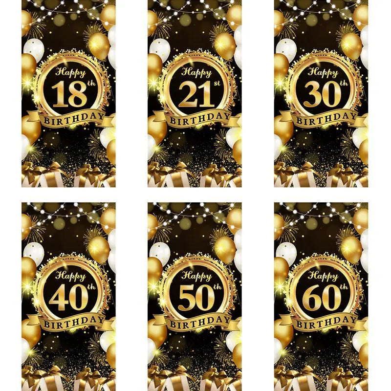 Happy Birthday Background Banner - Decorations for 18th, 21st, 30th, 40th, 50th, and 60th Birthday Parties - Hanging Flag Backdrop Decor