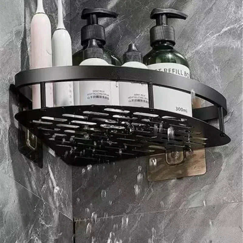 Aluminum Alloy Bathroom Shelf - No Drill Wall Corner Shampoo Rack and Makeup Storage Organizer