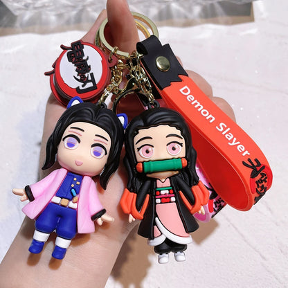 Demon Slayer Kimetsu No Yaiba Ghost Blade Keychain - Cute Character Bag Pendant and Car Key Ring, Anime Jewelry Fans Gift