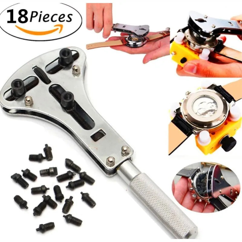 Adjustable Watch Case Opener: Wristwatch Repair Tool Set with Screw Back Remover Wrench - Claw Style Watch Repair Tool Kit