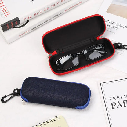 Denim Fabric Glasses Case: Fashionable Portable Hard Spectacle Box with Zipper - Eyewear Protector & Stylish Eyeglasses Case