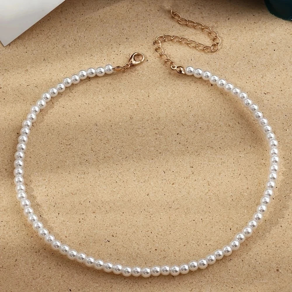 Vintage Style Imitation Freshwater Pearl Chain Necklace for Women – Simple, Elegant Fashion Jewelry, Perfect Wedding or Love Gift