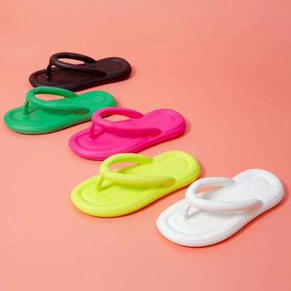 2024 Summer Candy Colors Flip Flops: Soft Bottom Flat Slippers for Women & Men - Outdoor Comfy Non-Slip Sandals