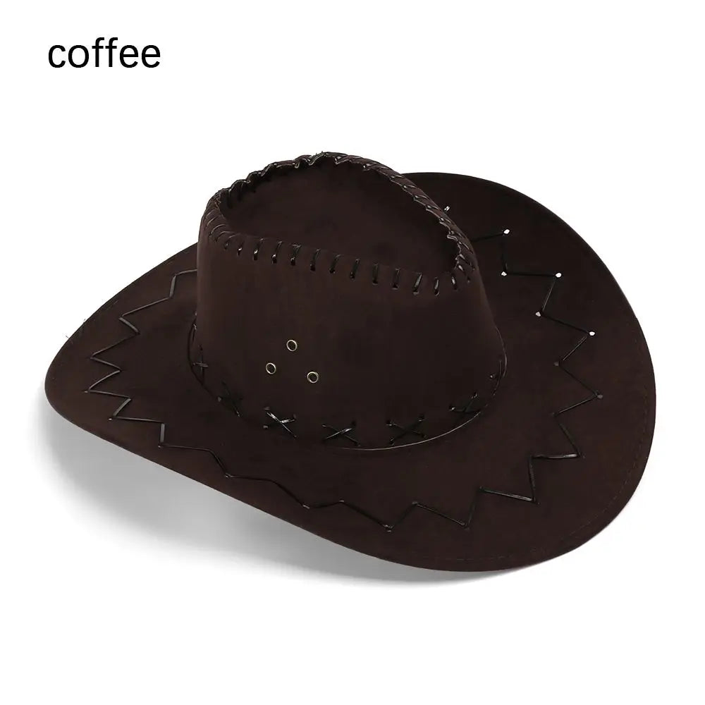 Unisex Suede Cowboy Hat - Fashionable Western Cap for Men and Women, Practical Wild West Fancy Dress Headwear