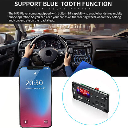 50W Bluetooth MP3 Decoder Audio Board with USB & TF, FM Radio for Car Speakers - DC 5V/12V Power Supply