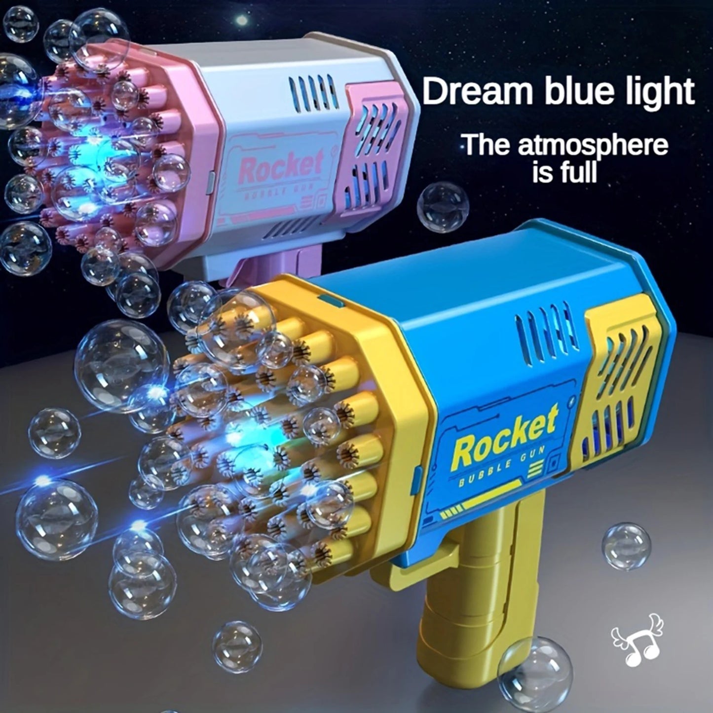 Children's 40-Hole Rocket Launcher Bubble Gun – Handheld Portable Electric Automatic Bubble Blower with LED Lights for Boys and Girls