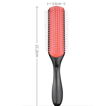 9-Row Detangling Hair Brush: Denman Detangler & Scalp Massager for Straight, Curly, Wet Hair - Professional Hair Comb