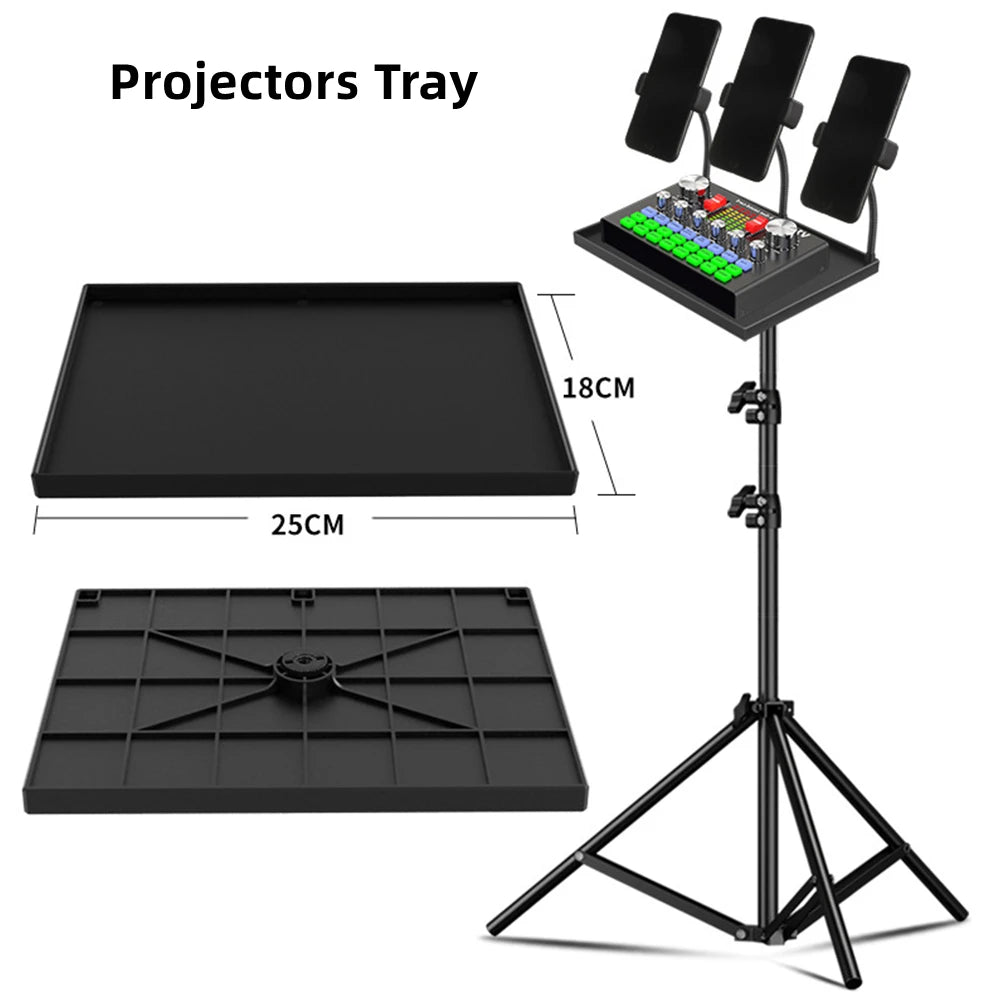 Projector Tray Tripod Stand - Sound Card Platform Holder with Black Plastic 1/4in Screw Adapter