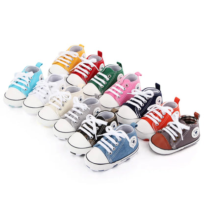 New Baby Classic Canvas Sneakers - Boys and Girls First Walker Toddler Shoes, Soft Sole Non-Slip Walking Shoes D2486