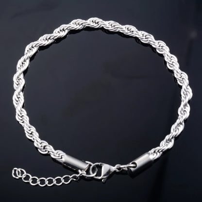 Men's Stainless Steel Rope Chain Bracelet | Gold/Silver Color Hand Bangle & Foot Ankle Anklet | Jewelry Accessories & DIY Gift