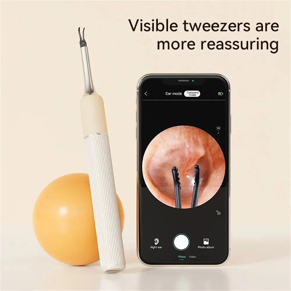 Visual Ear Wax Cleaner Endoscope: 3.2mm Camera Lens Electric Otoscope - 8MP HD Pixels, Ear Tweezer Kit for Effective Wax Removal