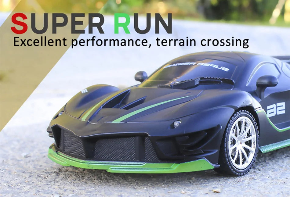 1/18 Scale RC Sports Car with LED Light - 2.4G Radio Remote Control, High-Speed Drifting Vehicle, Racing Toy for Boys and Girls