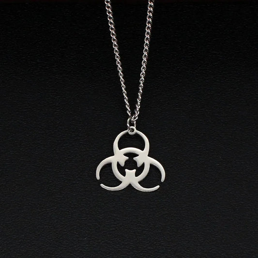 New Stainless Steel Biochemical Logo Pendant Necklace - Trendy INS Street Punk Hip-Hop Jewelry for Men and Women