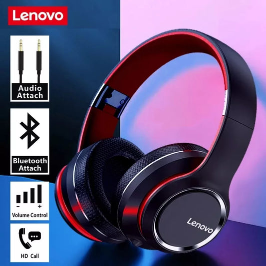 Lenovo HD200 Bluetooth Over-Ear Headphones - Foldable Wireless Gaming Headset with Noise Cancellation & HiFi Stereo