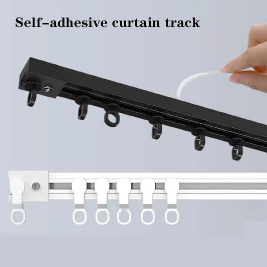 Strong Self-Adhesive Curtain Track: Nano Silent Sliding Top-Mounted or Side-Mounted Window Decor Accessory - No Punching Required