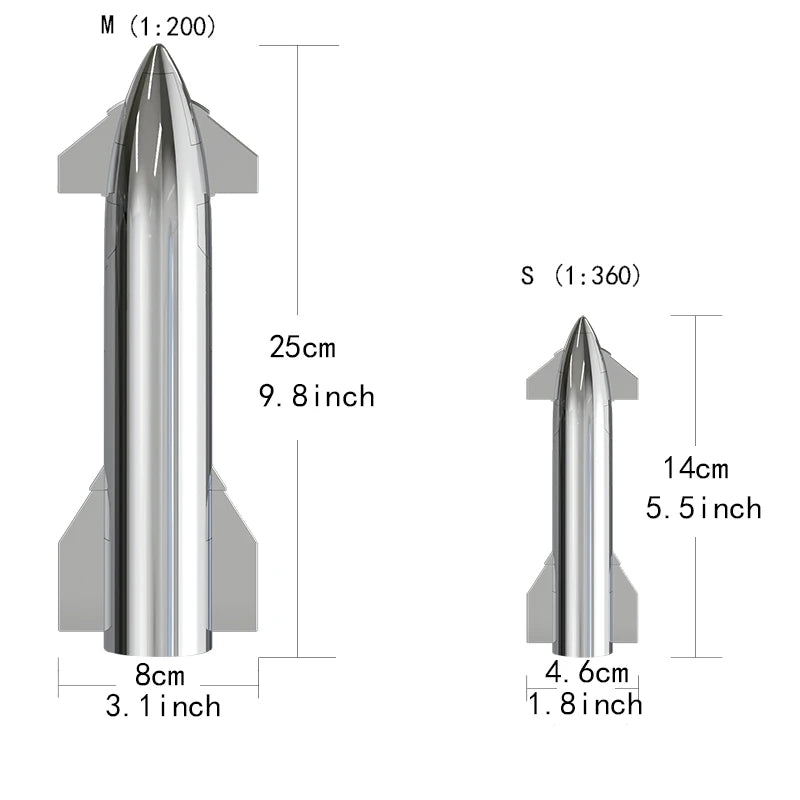 SpaceX Starship Rocket Model - Metallic Texture Falcon Heavy and Dragon Spacecraft Toy, NASA-Themed Desktop Ornament