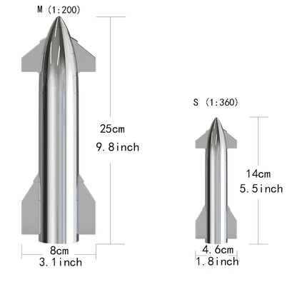 SpaceX Starship Rocket Model - Metallic Texture Falcon Heavy and Dragon Spacecraft Toy, NASA-Themed Desktop Ornament