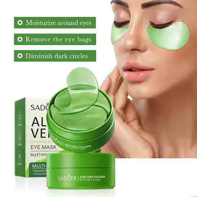 60pcs Aloe Vera Collagen Eye Masks – Anti-Dark Circles and Bags, Moisturizing and Firming Eye Patches for Skin Care