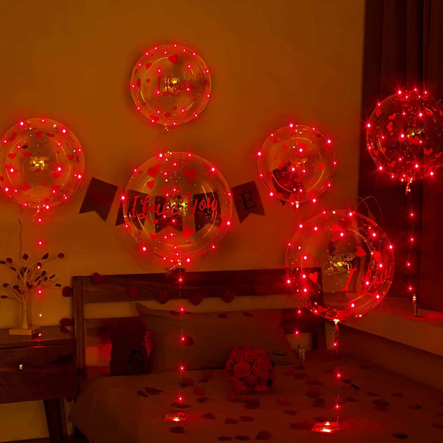 Glowing I Love You Bobo Bubble Transparent Balloon - Perfect for Valentine's Day and Wedding Decorations