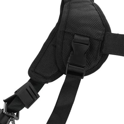 Black Adjustable Double Camera Strap: DSLR Strap for 2 Cameras - Photographic Equipment Accessory