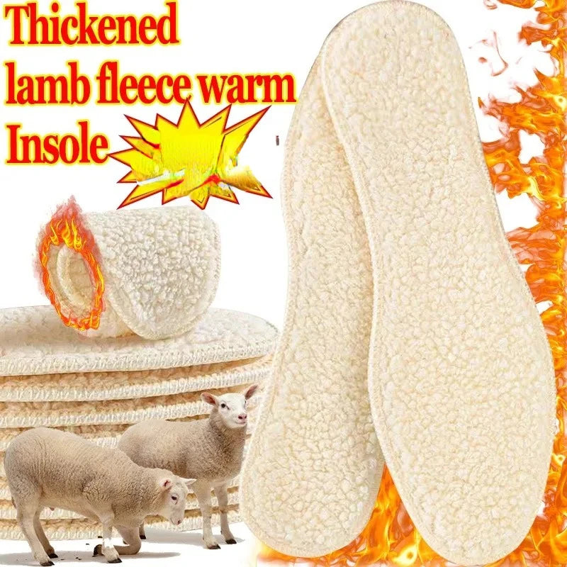 Natural Lamb Fleece Insoles - Soft Wool Thicken Shoepad for Men and Women, Winter Warmth Thermal Shoe Pads