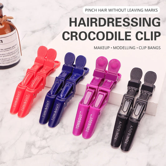 6 Pack Professional Plastic Alligator Hair Clips - Salon-Grade Hairdressing Clamps and Styling Hairpins for Barbers