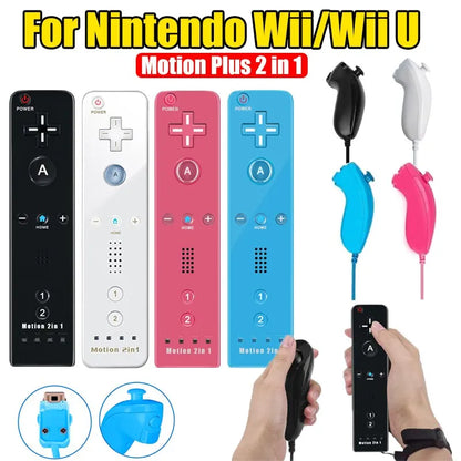 DATA FROG Nintendo Wii U Joystick - 2 in 1 Wireless Remote Gamepad Controller Set with Motion Plus and Silicone Case - Video Game Accessory