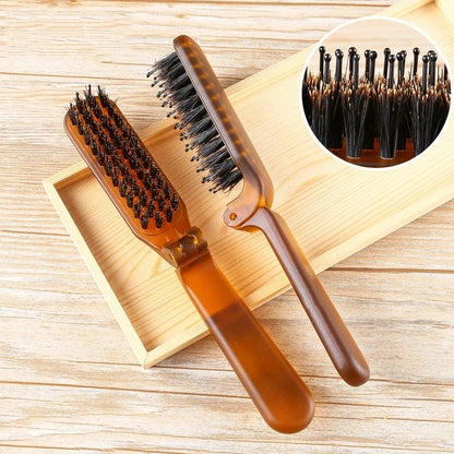 Foldable Boar Bristle Hair Comb - Portable Hair Brush & Head Massager - Travel Combs for Styling - Hair Styling Accessories