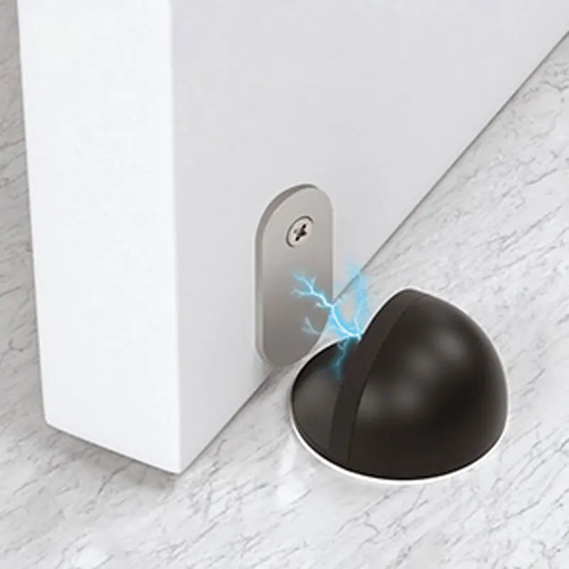 Stainless Steel Magnetic Door Stopper - Punch-Free Anti-Collision Rubber Semi-Circle with Magnetic Suction