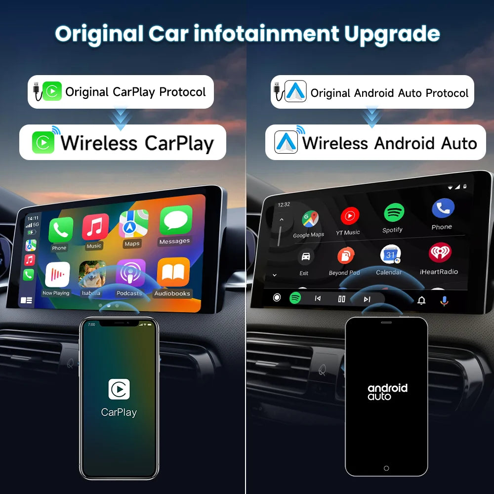 CarlinKit 5.0 Wireless CarPlay and Android Auto Adapter Dongle – Compatible with Toyota, Mazda, VW, Peugeot, Jeep, Cadillac, Chevrolet, Ford, and More