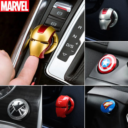 Anime Captain America Iron Man Car Engine Ignition Start Switch Button Protective Cover Sticker - Marvel Car Trim Accessory