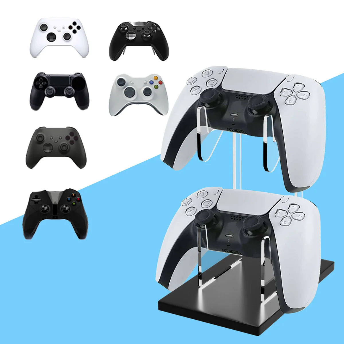 Universal Dual Layer Game Console Stand - Compatible with PS5/PS4, Switch Pro, Xbox Elite, Xbox, and Xbox 360 Controllers