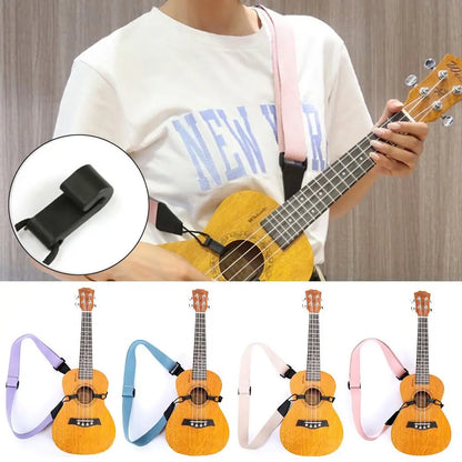 Adjustable Polyester Ukulele Guitar Strap with Plastic Buckle - Soft Shoulder Belt for Guitar Accessories and Hanging Rope