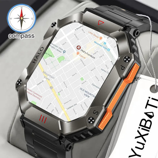 2024 Military-Grade Men's Smart Watch - GPS, Compass, Weather Tracking, AI Voice, 120+ Sports Modes, 620mAh Battery for Outdoor Activities