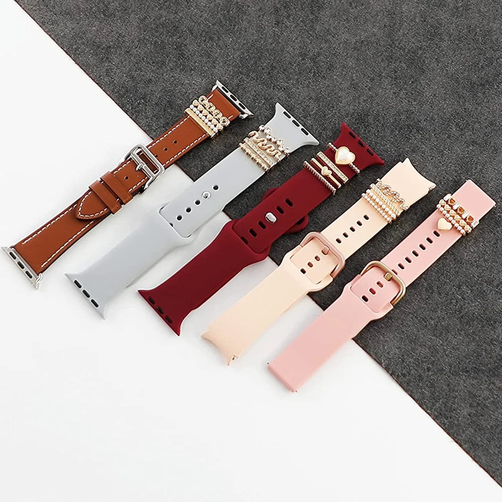 Diamond Jewelry Charms for Apple Watch Series 8/7/6/5/4/SE/9 Accessories - Decoration for Samsung/Huawei Watch Strap 20mm/22mm