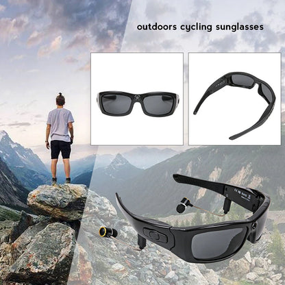 HD 1080P Mini Camcorder Glasses Camera with Bluetooth Headset - Polarized Sunglasses Sports Camera for Driving and Cycling