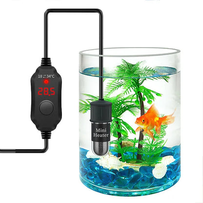 Mini Submersible Aquarium Heater - Adjustable Thermostat, USB Charging, Ideal for Fish Tank Heating (18-34°C)