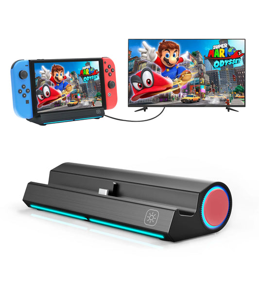 Portable TV Dock Station for Nintendo Switch/Switch OLED | Replacement Docking Station with LAN Port/4K Adapter/Type-C Port/USB